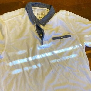 Guess white and charcoal men’s polo shirt